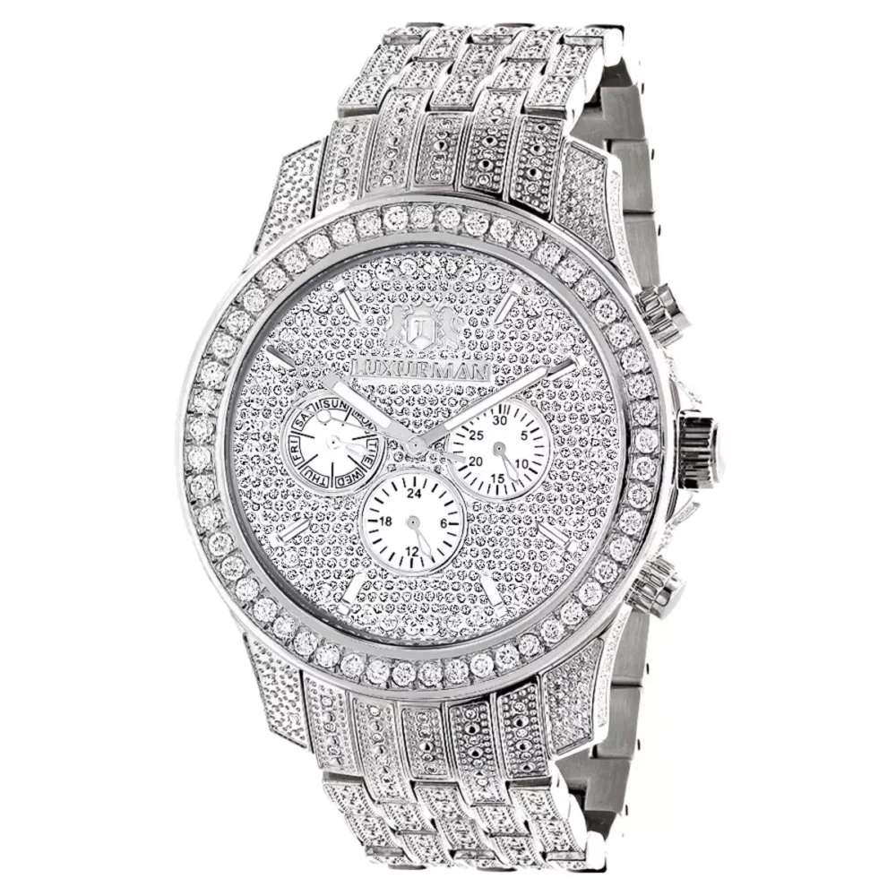 Bust Down Luxurman Raptor Men’s Diamond Watch 4 Carat