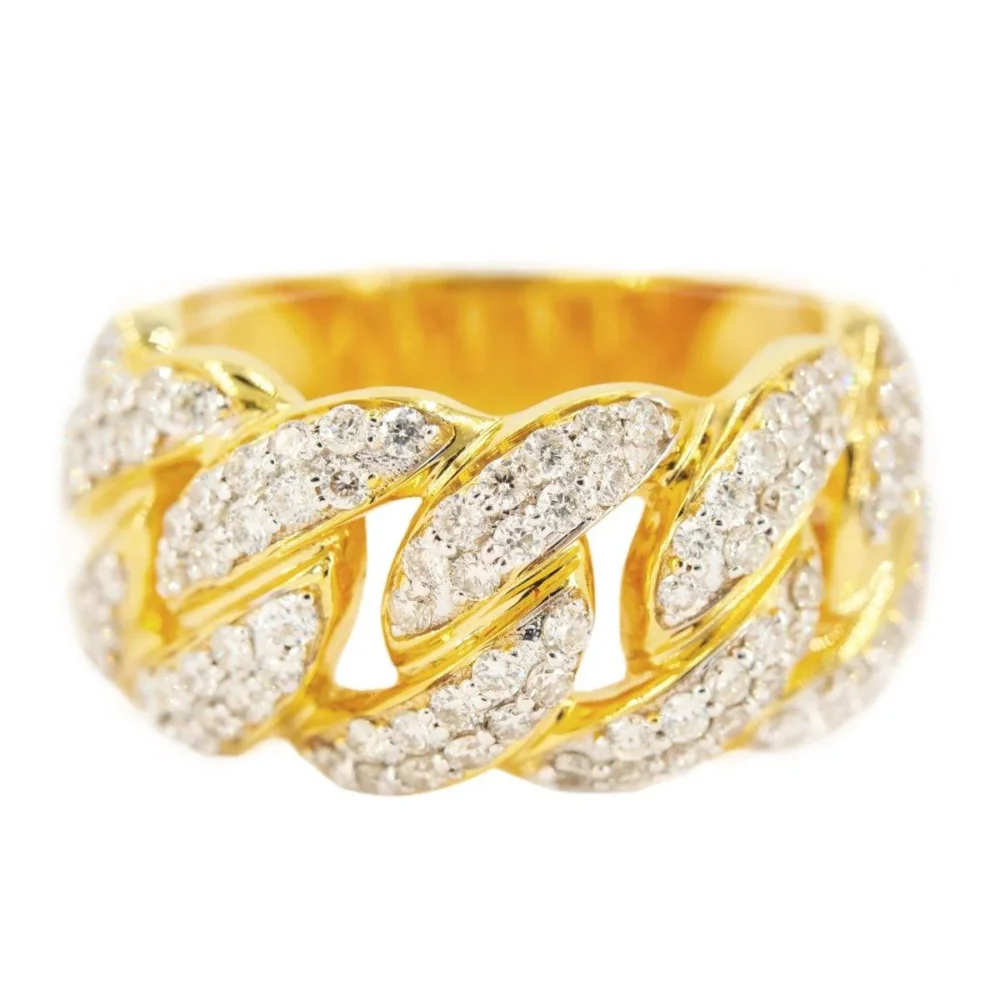 10KY 1.65CTW DIAMOND MIAMI CUBAN MENS RING