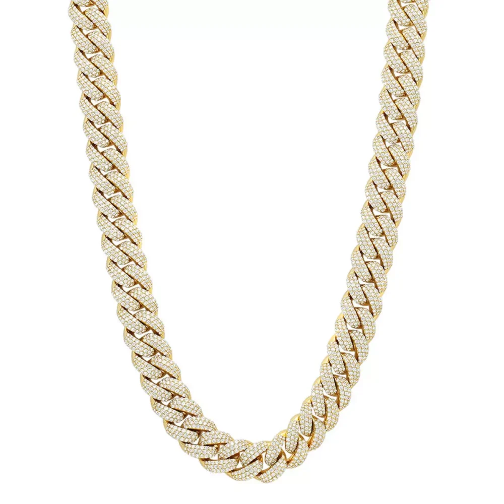 Heavy Solid 14K Yellow Gold VS Diamond Cuban Link Chain Necklace for Men 43ct 16mm Wide